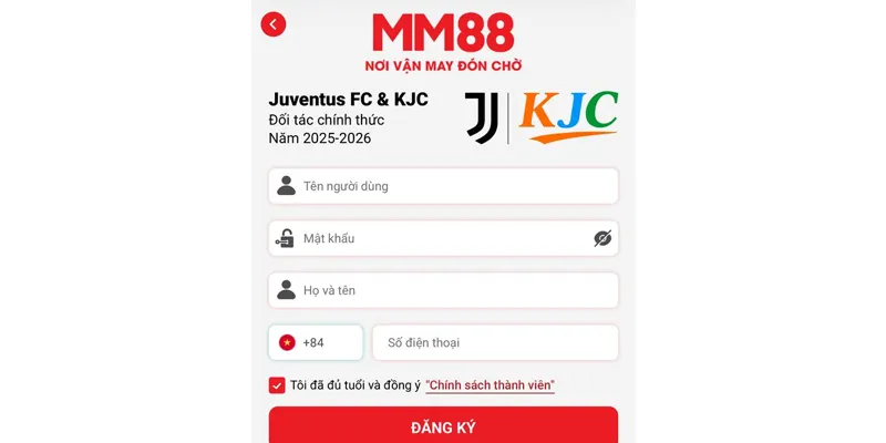 Đăng ký MM88 trên Mobile