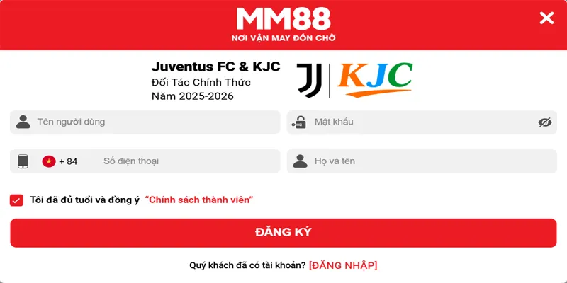 Điền đầy đủ thông tin đăng ký MM88