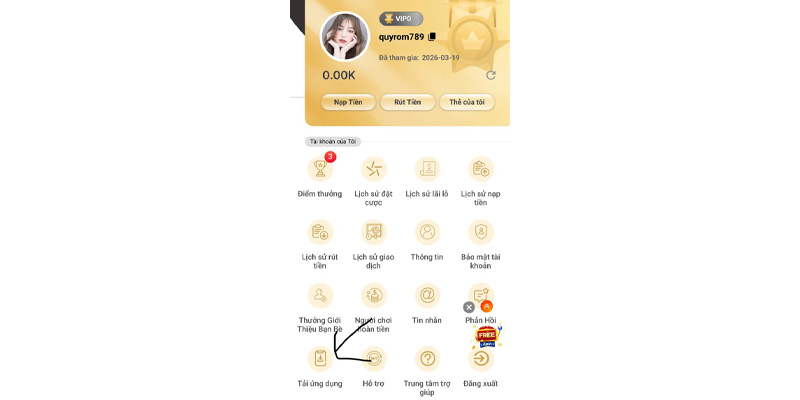Tải APP MM88 | Download Nhanh, Cá Cược Tiện Lợi 9 Vào trang cá nhân MM88 bấm vào tải app